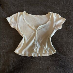 Brandy Melville Sage Green Ribbed Button-Down Top